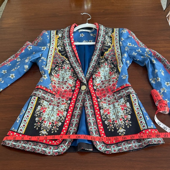 ALICE AND OLIVIA Macey Daffodil Palace Floral Scarf Print Linen Blazer Size 2 - Picture 13 of 16